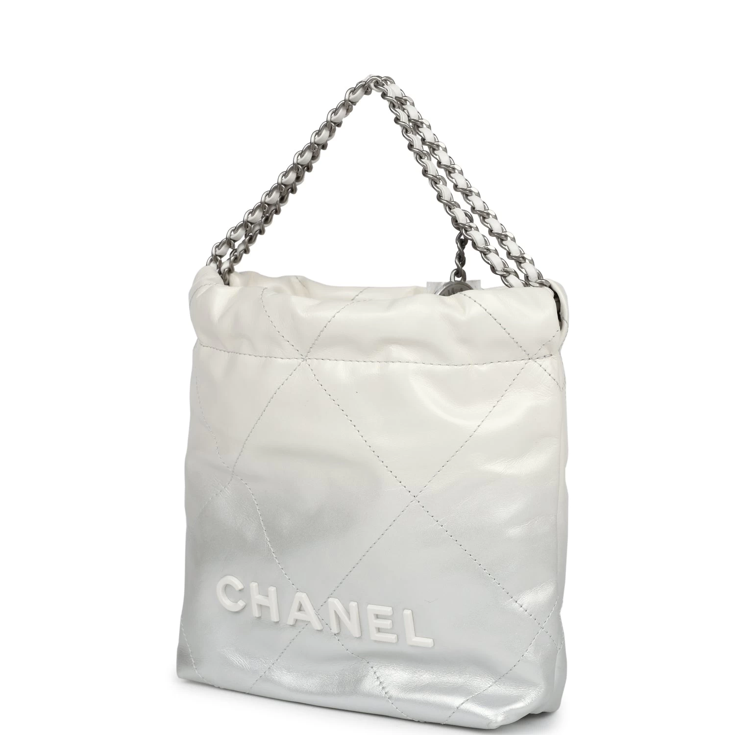 Chanel Mini 22 Hobo White And Silver Ombre Metallic Calfskin Silver Hardware 7 Chanel Mini 22 Hobo White And Silver Ombre Metallic Calfskin Silver Hardware - Image 5