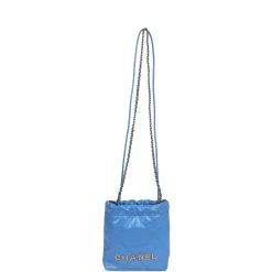 Chanel 22 Mini Blue Shiny Aged Calfskin Gold Hardware -Online Bag Store C FN 240227 2 08