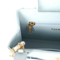 Chanel Small Kelly Shopper Light Blue Shiny Aged Calfskin Brushed Gold Hardware -Online Bag Store C FN 240228 1 10