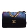 Chanel Large 19 Flap Bag Purple And Blue Wool Tweed Mixed Hardware