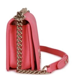 Chanel Medium Boy Bag Pink Chevron Caviar Light Gold Hardware -Online Bag Store C FNB 060322 1 03