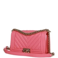 Chanel Medium Boy Bag Pink Chevron Caviar Light Gold Hardware -Online Bag Store C FNB 060322 1 05