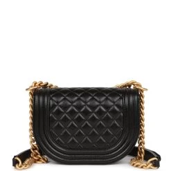 Chanel Small Boy Bag Messenger Black Caviar Antique Gold Hardware -Online Bag Store C FNB 100422 1 05