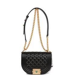 Chanel Small Boy Bag Messenger Black Caviar Antique Gold Hardware -Online Bag Store C FNB 100422 1 07