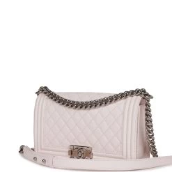 Pre-owned Chanel Medium Boy Bag Light Pink Caviar Silver Hardware -Online Bag Store C FNB 230531 1 03