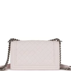 Pre-owned Chanel Medium Boy Bag Light Pink Caviar Silver Hardware -Online Bag Store C FNB 230531 1 05