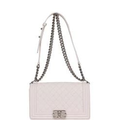 Pre-owned Chanel Medium Boy Bag Light Pink Caviar Silver Hardware -Online Bag Store C FNB 230531 1 07