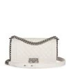 Chanel Medium Boy Bag White Caviar Aged Silver Hardware -Online Bag Store C FNB 230602 1 01
