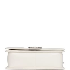 Chanel Medium Boy Bag White Caviar Aged Silver Hardware -Online Bag Store C FNB 230602 1 06