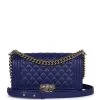 Chanel Medium Boy Bag Blue Caviar Light Gold Hardware -Online Bag Store C FNB 230803 1 01