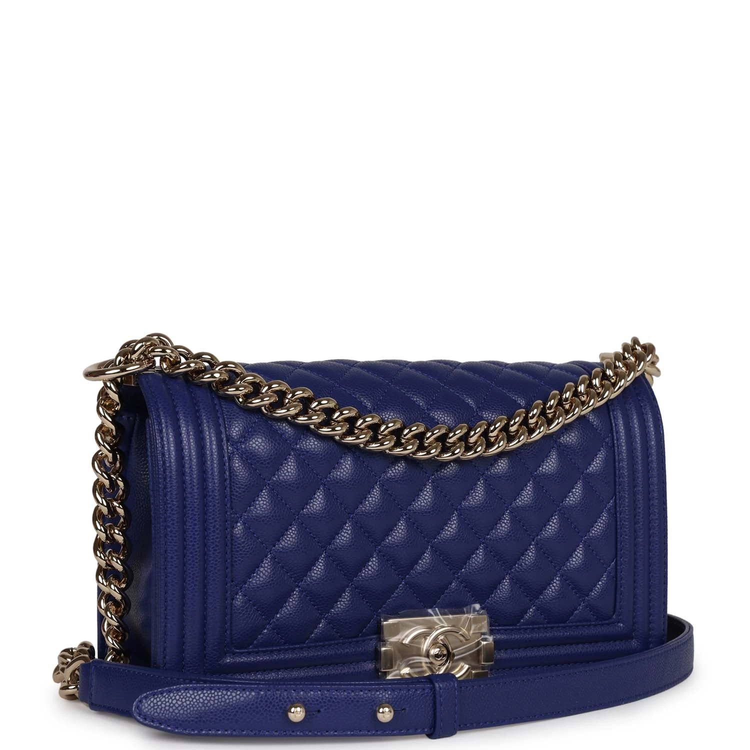 Chanel Medium Boy Bag Blue Caviar Light Gold Hardware 4 Chanel Medium Boy Bag Blue Caviar Light Gold Hardware - Image 2