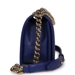 Chanel Medium Boy Bag Blue Caviar Light Gold Hardware 13 Chanel Medium Boy Bag Blue Caviar Light Gold Hardware -Online Bag Store C FNB 230803 1 04