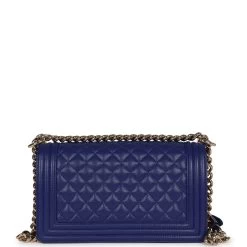 Chanel Medium Boy Bag Blue Caviar Light Gold Hardware 14 Chanel Medium Boy Bag Blue Caviar Light Gold Hardware -Online Bag Store C FNB 230803 1 05