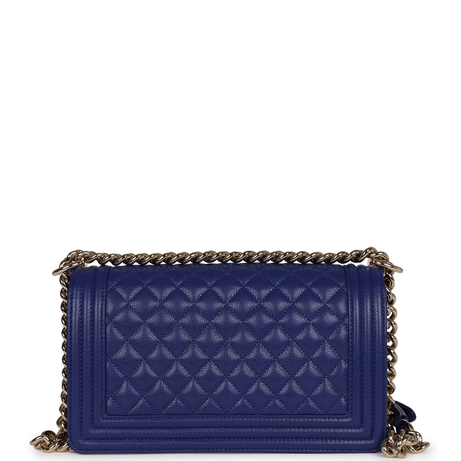Chanel Medium Boy Bag Blue Caviar Light Gold Hardware 6 Chanel Medium Boy Bag Blue Caviar Light Gold Hardware - Image 4