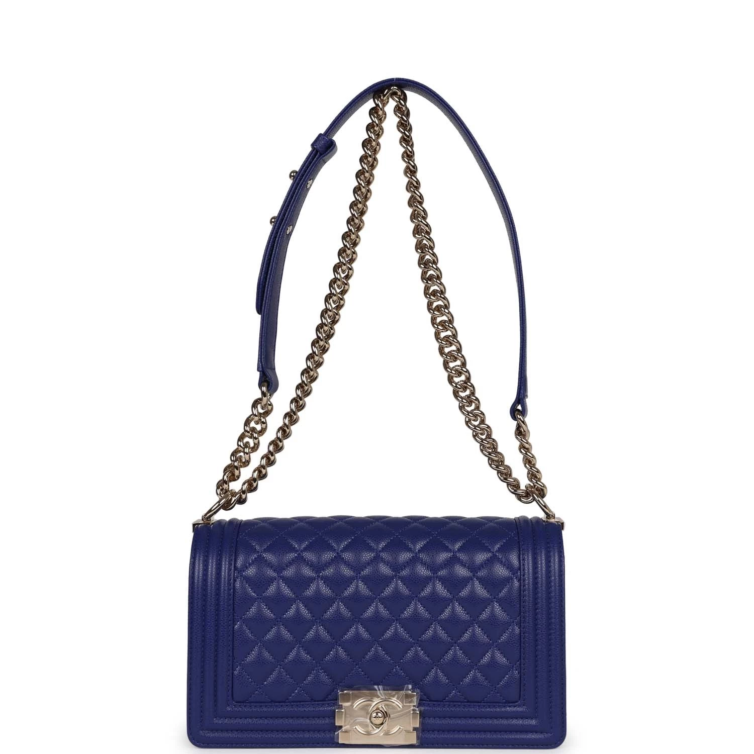 Chanel Medium Boy Bag Blue Caviar Light Gold Hardware 9 Chanel Medium Boy Bag Blue Caviar Light Gold Hardware - Image 7