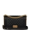 Chanel Medium Boy Bag Black Lambskin Antique Gold Hardware -Online Bag Store C FNB 2410125 1 QT 01