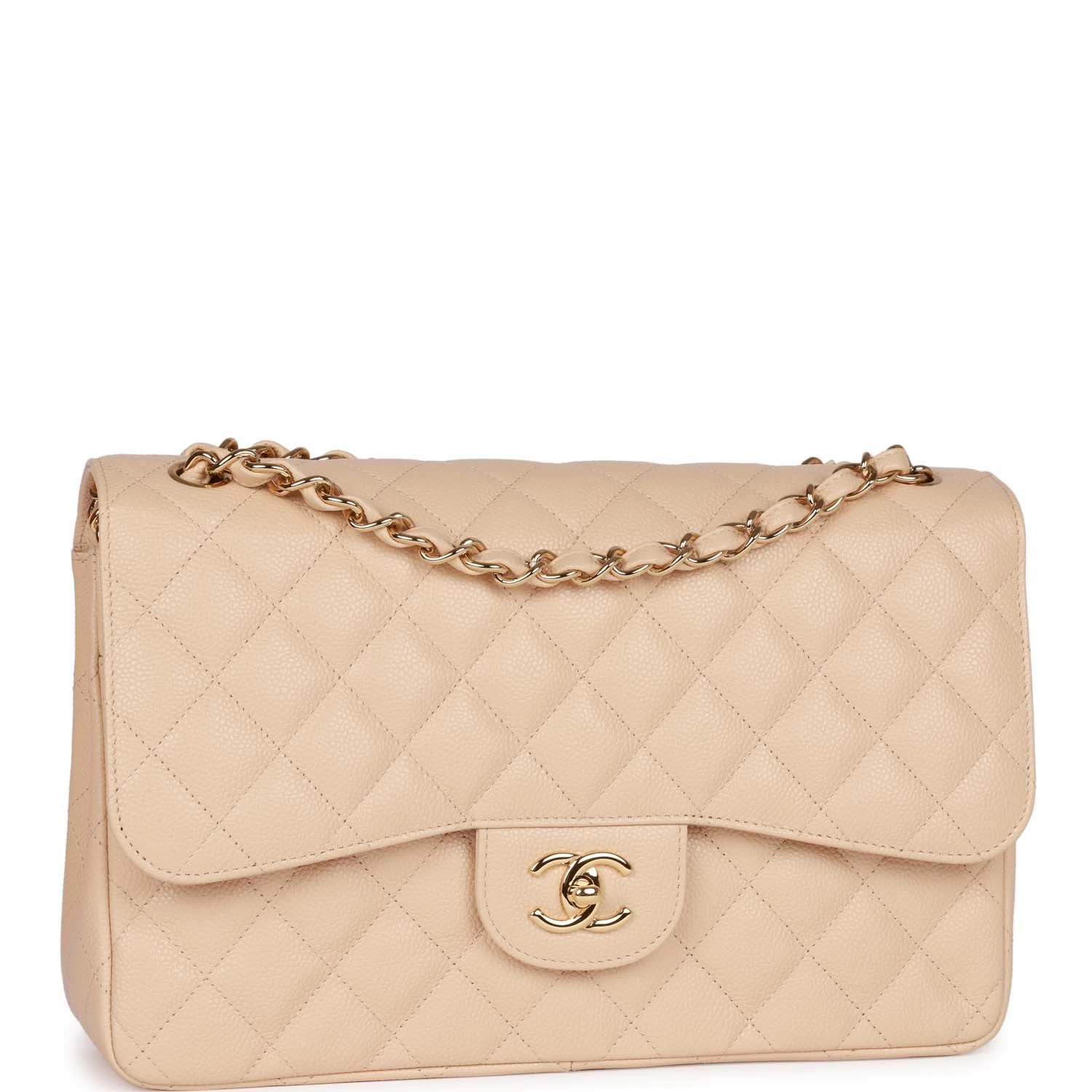 Pre-owned Chanel Jumbo Classic Double Flap Bag Beige Caviar Gold Hardware 4 Pre-owned Chanel Jumbo Classic Double Flap Bag Beige Caviar Gold Hardware - Image 2