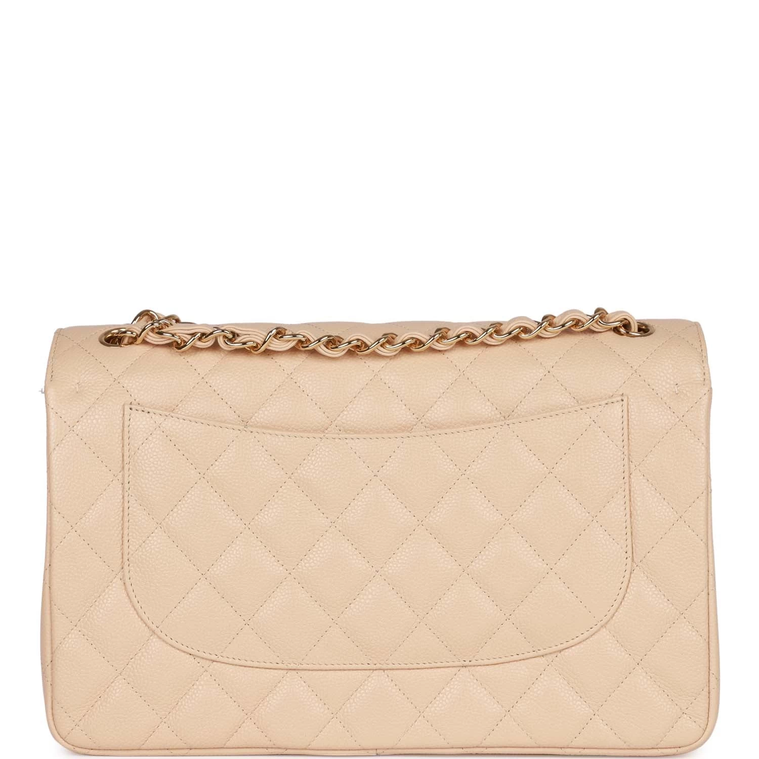 Pre-owned Chanel Jumbo Classic Double Flap Bag Beige Caviar Gold Hardware 6 Pre-owned Chanel Jumbo Classic Double Flap Bag Beige Caviar Gold Hardware - Image 4