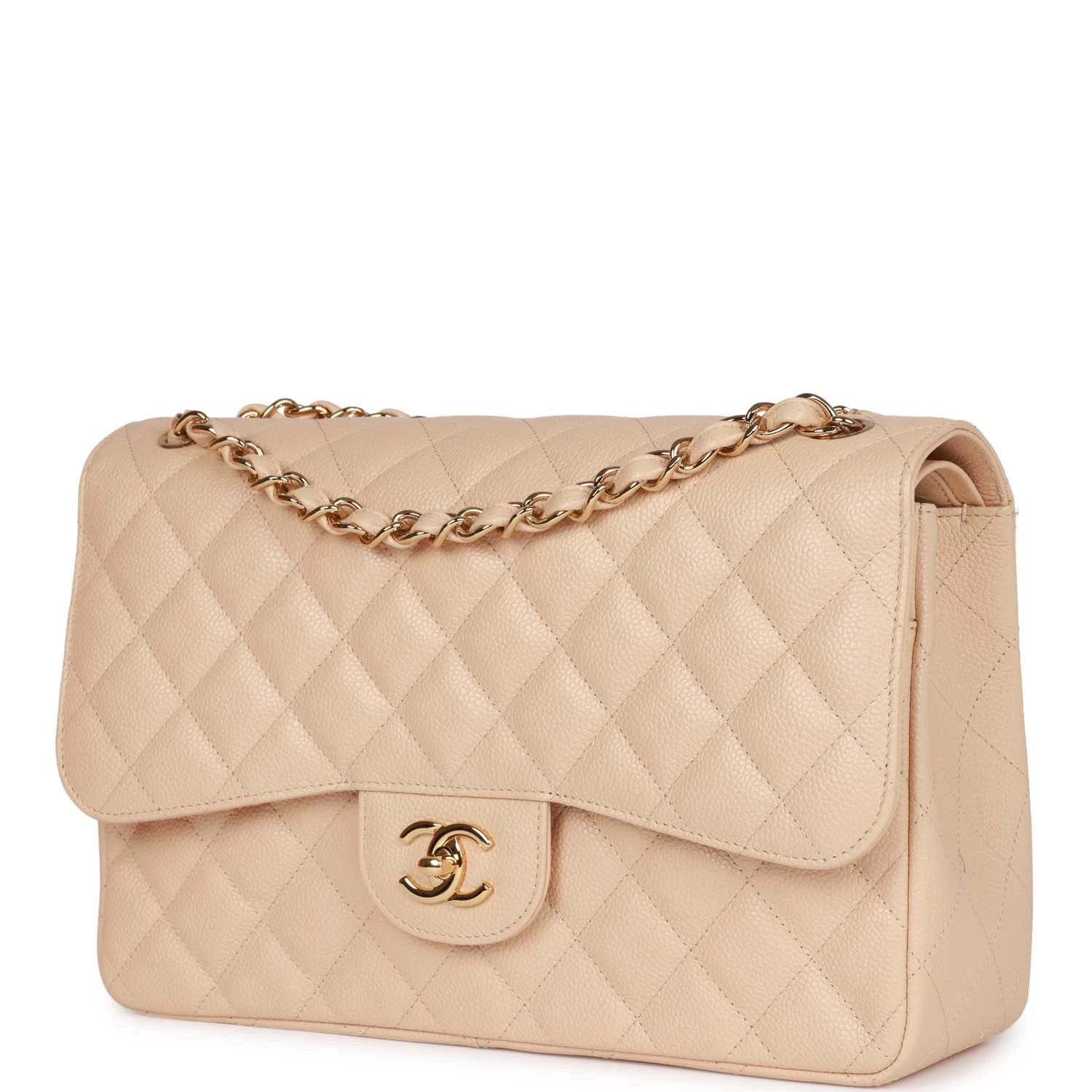 Pre-owned Chanel Jumbo Classic Double Flap Bag Beige Caviar Gold Hardware 7 Pre-owned Chanel Jumbo Classic Double Flap Bag Beige Caviar Gold Hardware - Image 5