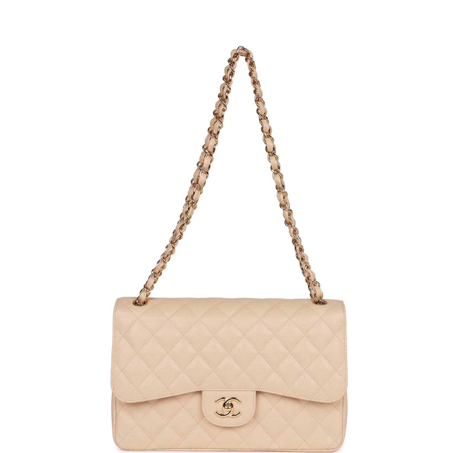 Pre-owned Chanel Jumbo Classic Double Flap Bag Beige Caviar Gold Hardware 9 Pre-owned Chanel Jumbo Classic Double Flap Bag Beige Caviar Gold Hardware - Image 7