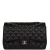 Pre-owned Chanel Jumbo Classic Double Flap Black Lambskin Silver Hardware -Online Bag Store C JM255 230831 1 01