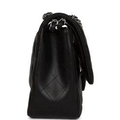 Pre-owned Chanel Jumbo Classic Double Flap Black Lambskin Silver Hardware 13 Pre-owned Chanel Jumbo Classic Double Flap Black Lambskin Silver Hardware -Online Bag Store C JM255 230831 1 04