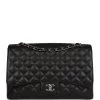 Pre-owned Chanel Maxi Classic Single Flap Bag Black Caviar Silver Hardware -Online Bag Store C JM255 231003 1 01