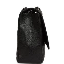 Pre-owned Chanel Maxi Classic Single Flap Bag Black Caviar Silver Hardware -Online Bag Store C JM255 231003 1 04