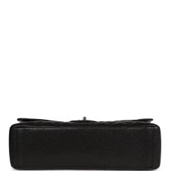 Pre-owned Chanel Maxi Classic Single Flap Bag Black Caviar Silver Hardware -Online Bag Store C JM255 231003 1 06