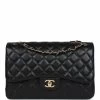 Pre-owned Chanel Jumbo Classic Double Flap Black Lambskin Gold Hardware -Online Bag Store C JM255 231218 1 MT 01