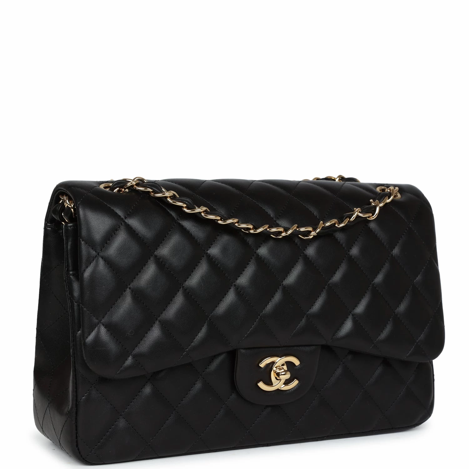 Pre-owned Chanel Jumbo Classic Double Flap Black Lambskin Gold Hardware 4 Pre-owned Chanel Jumbo Classic Double Flap Black Lambskin Gold Hardware - Image 2