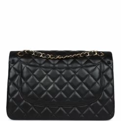 Pre-owned Chanel Jumbo Classic Double Flap Black Lambskin Gold Hardware 14 Pre-owned Chanel Jumbo Classic Double Flap Black Lambskin Gold Hardware -Online Bag Store C JM255 231218 1 MT 05
