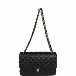 Pre-owned Chanel Jumbo Classic Double Flap Black Lambskin Gold Hardware 17 Pre-owned Chanel Jumbo Classic Double Flap Black Lambskin Gold Hardware -Online Bag Store C JM255 231218 1 MT 07
