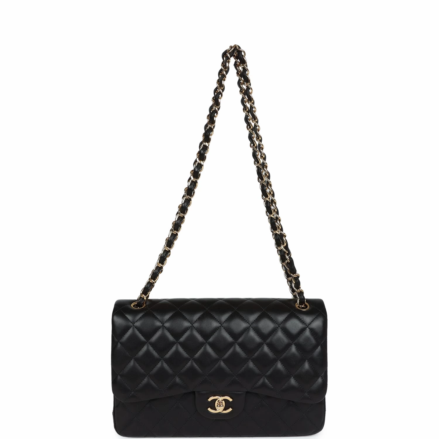 Pre-owned Chanel Jumbo Classic Double Flap Black Lambskin Gold Hardware 9 Pre-owned Chanel Jumbo Classic Double Flap Black Lambskin Gold Hardware - Image 7