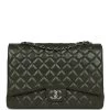 Chanel Maxi Classic Double Flap Bag Olive Green Caviar Silver Hardware -Online Bag Store C JM255 231218 3 MT 01
