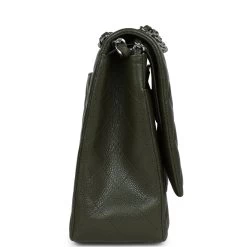Chanel Maxi Classic Double Flap Bag Olive Green Caviar Silver Hardware -Online Bag Store C JM255 231218 3 MT 04