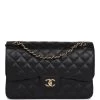 Chanel Jumbo Classic Double Flap Bag Black Caviar Gold Hardware