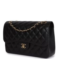 Chanel Jumbo Classic Double Flap Bag Black Caviar Gold Hardware -Online Bag Store C JM255 231220 1 03