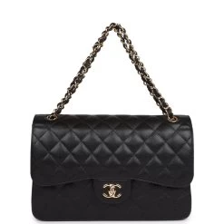 Chanel Jumbo Classic Double Flap Bag Black Caviar Gold Hardware -Online Bag Store C JM255 231220 1 09