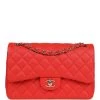 Pre-owned Chanel Jumbo Classic Double Flap Red Caviar Light Gold Hardware -Online Bag Store C JM255 240220 1 NB 01