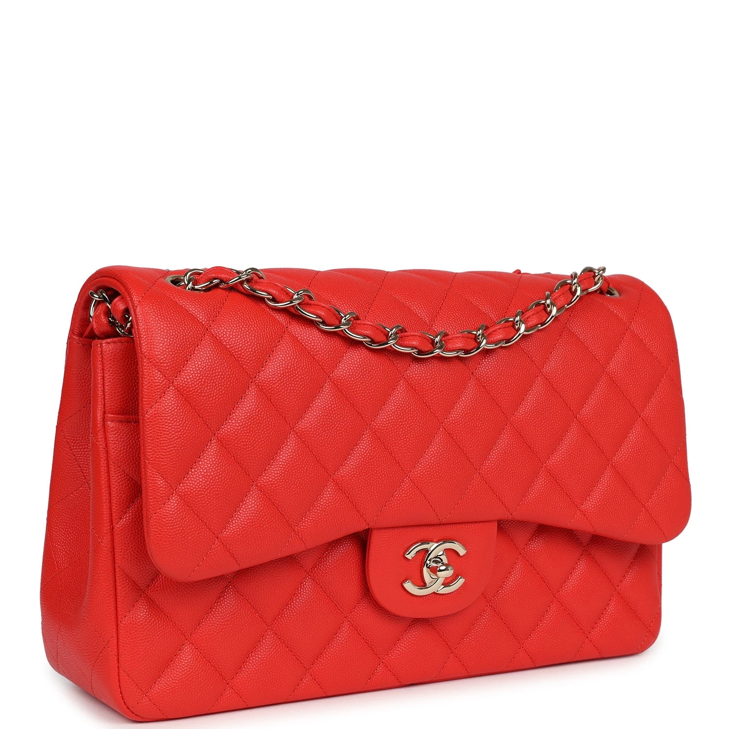 Pre-owned Chanel Jumbo Classic Double Flap Red Caviar Light Gold Hardware 4 Pre-owned Chanel Jumbo Classic Double Flap Red Caviar Light Gold Hardware - Image 2