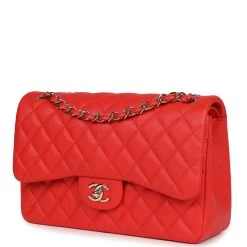 Pre-owned Chanel Jumbo Classic Double Flap Red Caviar Light Gold Hardware 15 Pre-owned Chanel Jumbo Classic Double Flap Red Caviar Light Gold Hardware -Online Bag Store C JM255 240220 1 NB 03