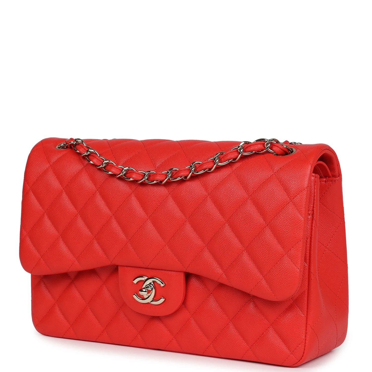 Pre-owned Chanel Jumbo Classic Double Flap Red Caviar Light Gold Hardware 7 Pre-owned Chanel Jumbo Classic Double Flap Red Caviar Light Gold Hardware - Image 5