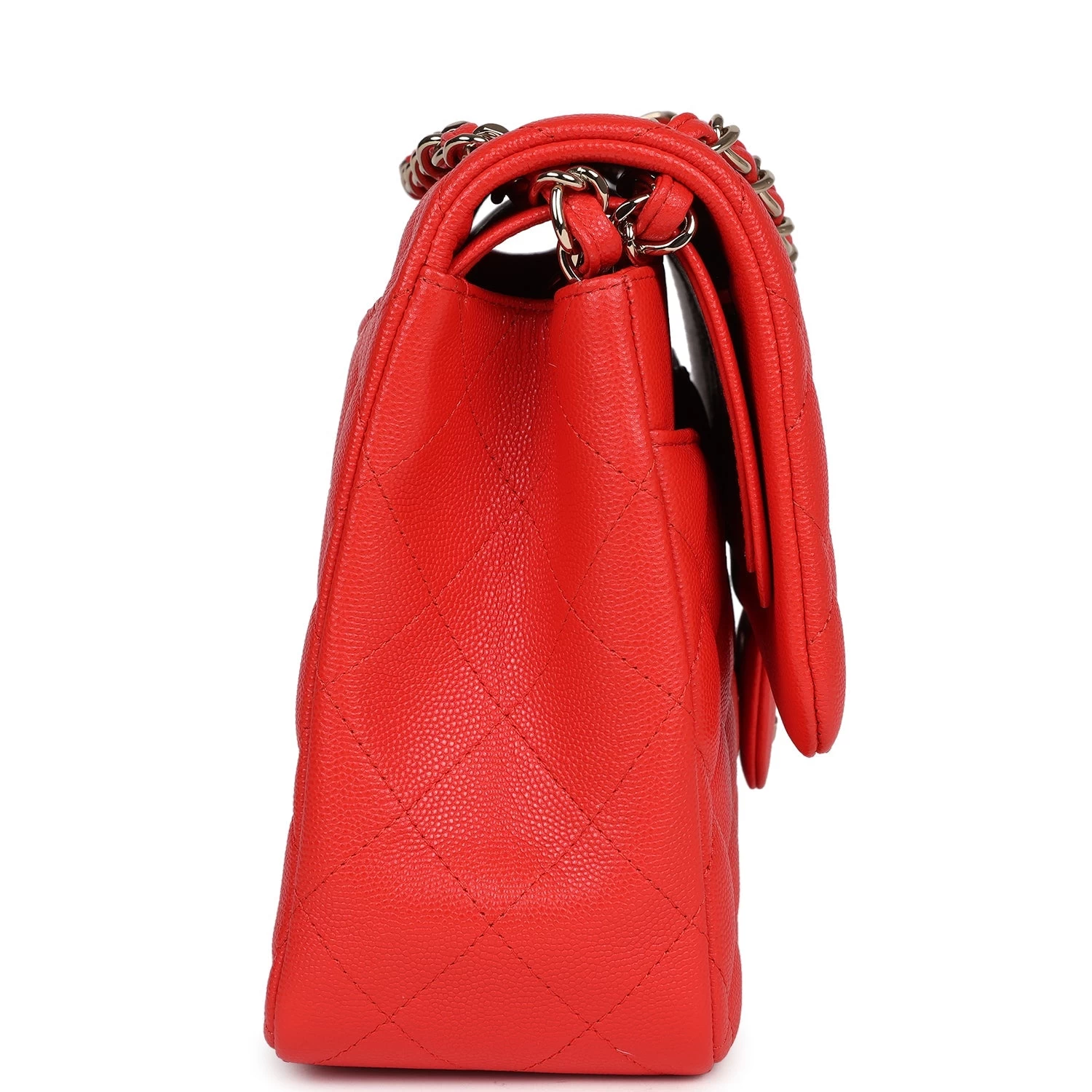 Pre-owned Chanel Jumbo Classic Double Flap Red Caviar Light Gold Hardware 5 Pre-owned Chanel Jumbo Classic Double Flap Red Caviar Light Gold Hardware - Image 3