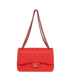 Pre-owned Chanel Jumbo Classic Double Flap Red Caviar Light Gold Hardware 17 Pre-owned Chanel Jumbo Classic Double Flap Red Caviar Light Gold Hardware -Online Bag Store C JM255 240220 1 NB 07