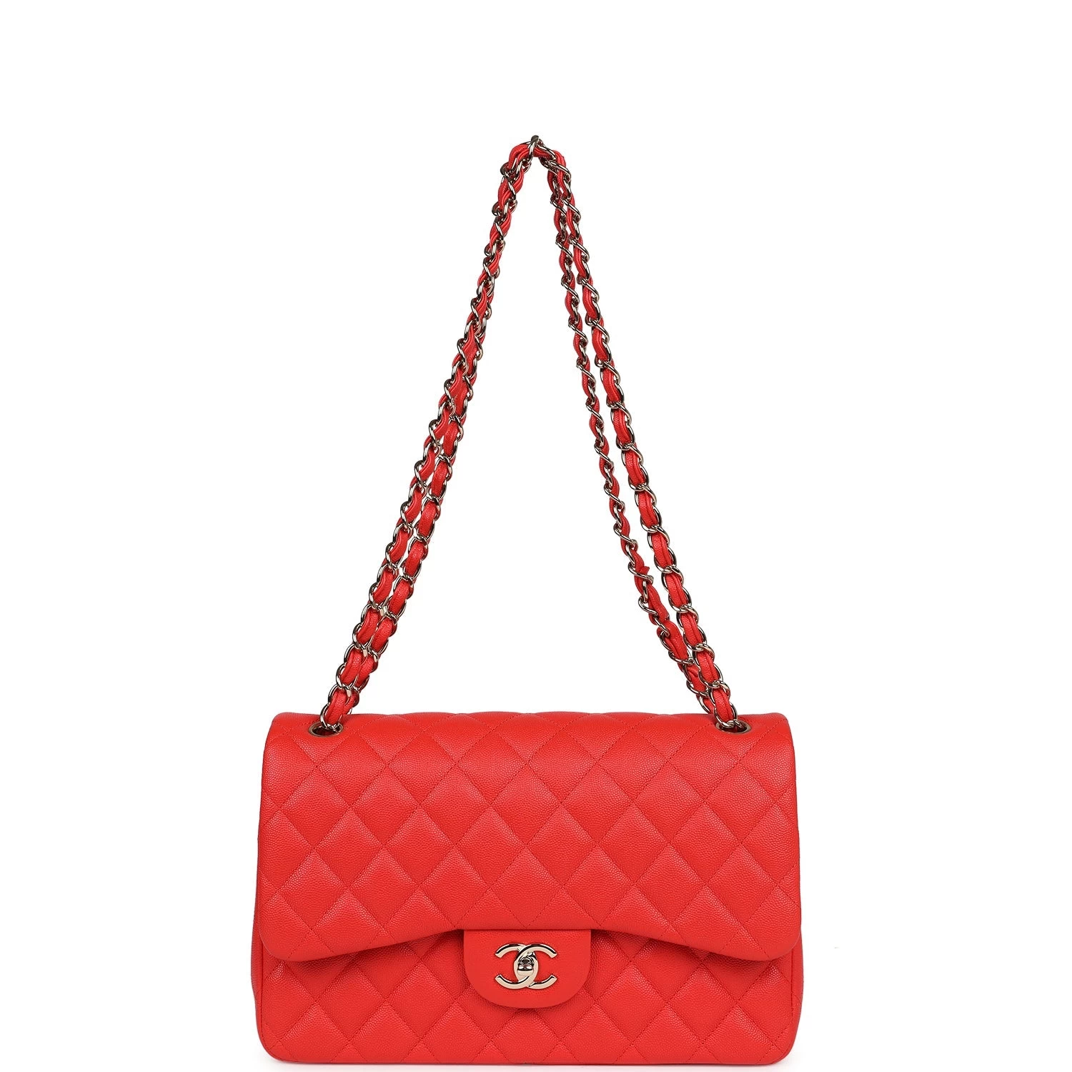 Pre-owned Chanel Jumbo Classic Double Flap Red Caviar Light Gold Hardware 9 Pre-owned Chanel Jumbo Classic Double Flap Red Caviar Light Gold Hardware - Image 7