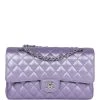 Chanel Medium Classic Double Flap Bag Purple Metallic Lambskin Silver Hardware -Online Bag Store C M225 020923 1 01