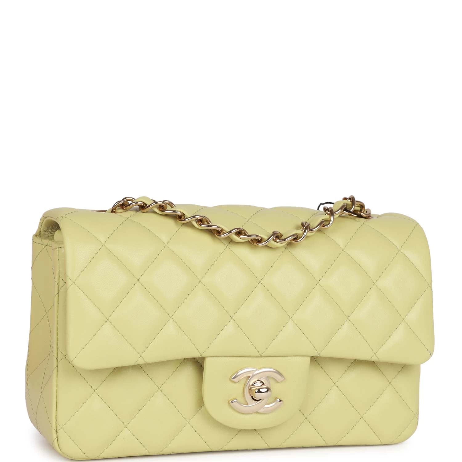 Chanel Mini Rectangular Flap Bag Light Green Lambskin Light Gold Hardware 4 Chanel Mini Rectangular Flap Bag Light Green Lambskin Light Gold Hardware - Image 2