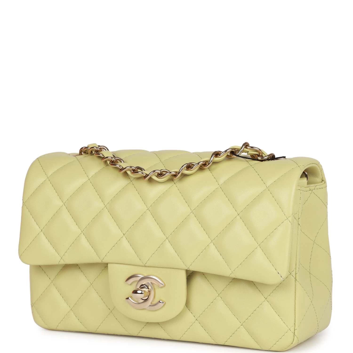 Chanel Mini Rectangular Flap Bag Light Green Lambskin Light Gold Hardware 7 Chanel Mini Rectangular Flap Bag Light Green Lambskin Light Gold Hardware - Image 5