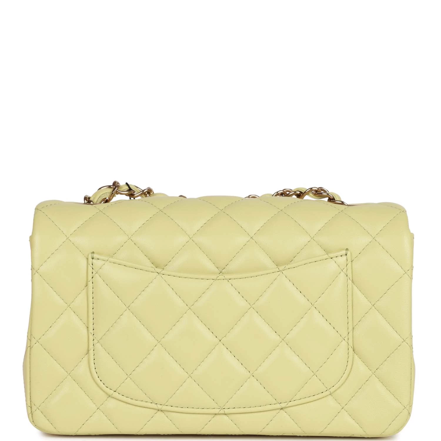 Chanel Mini Rectangular Flap Bag Light Green Lambskin Light Gold Hardware 6 Chanel Mini Rectangular Flap Bag Light Green Lambskin Light Gold Hardware - Image 4